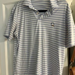 Peter Millar Quail Hollow Country Club Men's Blue and White Striped Shirt